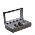 Bey Berk International Bey-Berk International BB682GRY Lacquered Silver Walnut Wood Multi Eyeglass Case with Glass Top & Velour Lined - Grey BB682GRY